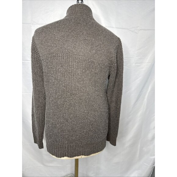 Autumn Cashmere Cardigan Sweater Men's M Gray Wool Zipper Pockets Old Money - Picture 7 of 8